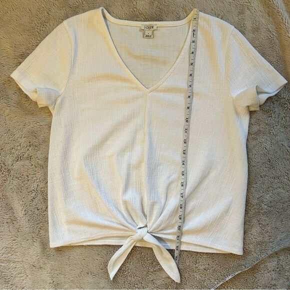 J. Crew Factory Textured V-neck tie-front shirt - Picture 4 of 7